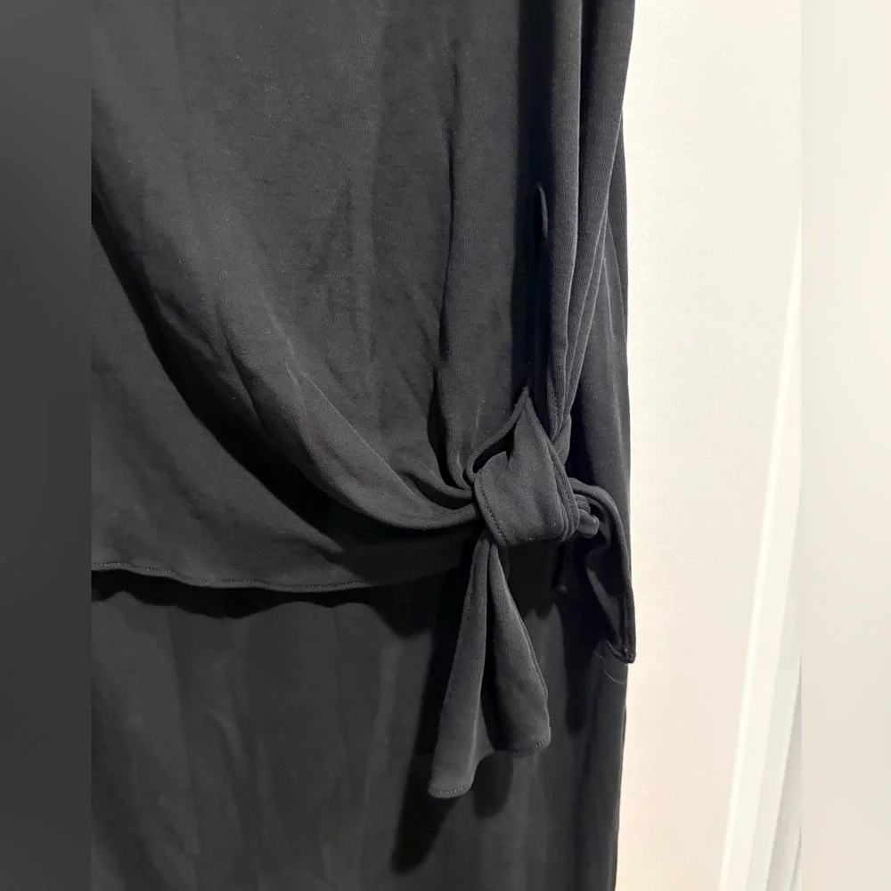 Theory Dorotea knit   side tie column tank dress sz S black midi
